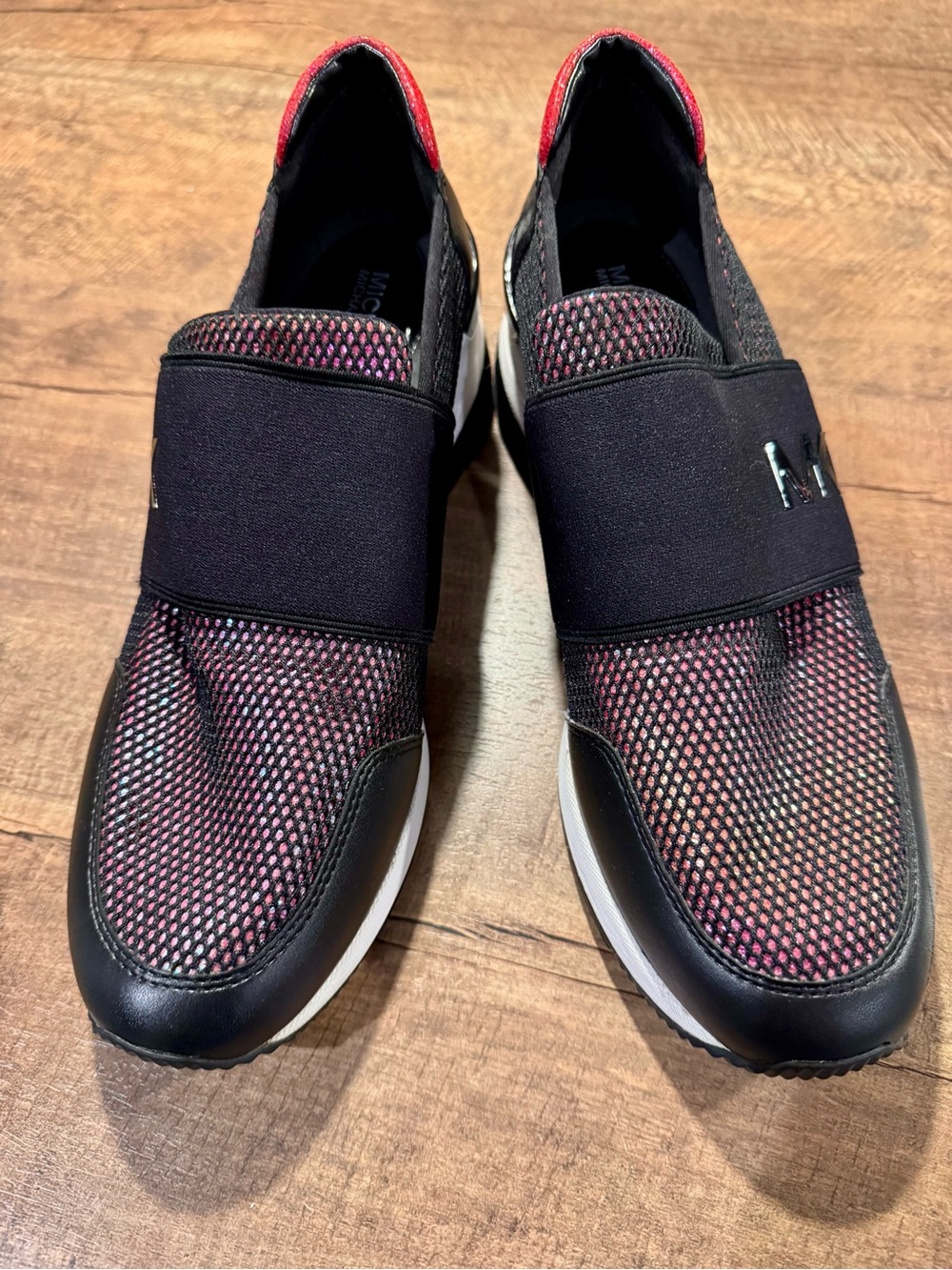 Michael Kors Slip On Platform Sneakers Black Pink Mesh Size 9.5M